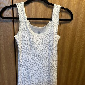 Floral Lace Trim Tank Top - Blue